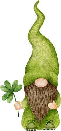 Watercolor illustration of a gnome. St.Patrick 's Day.