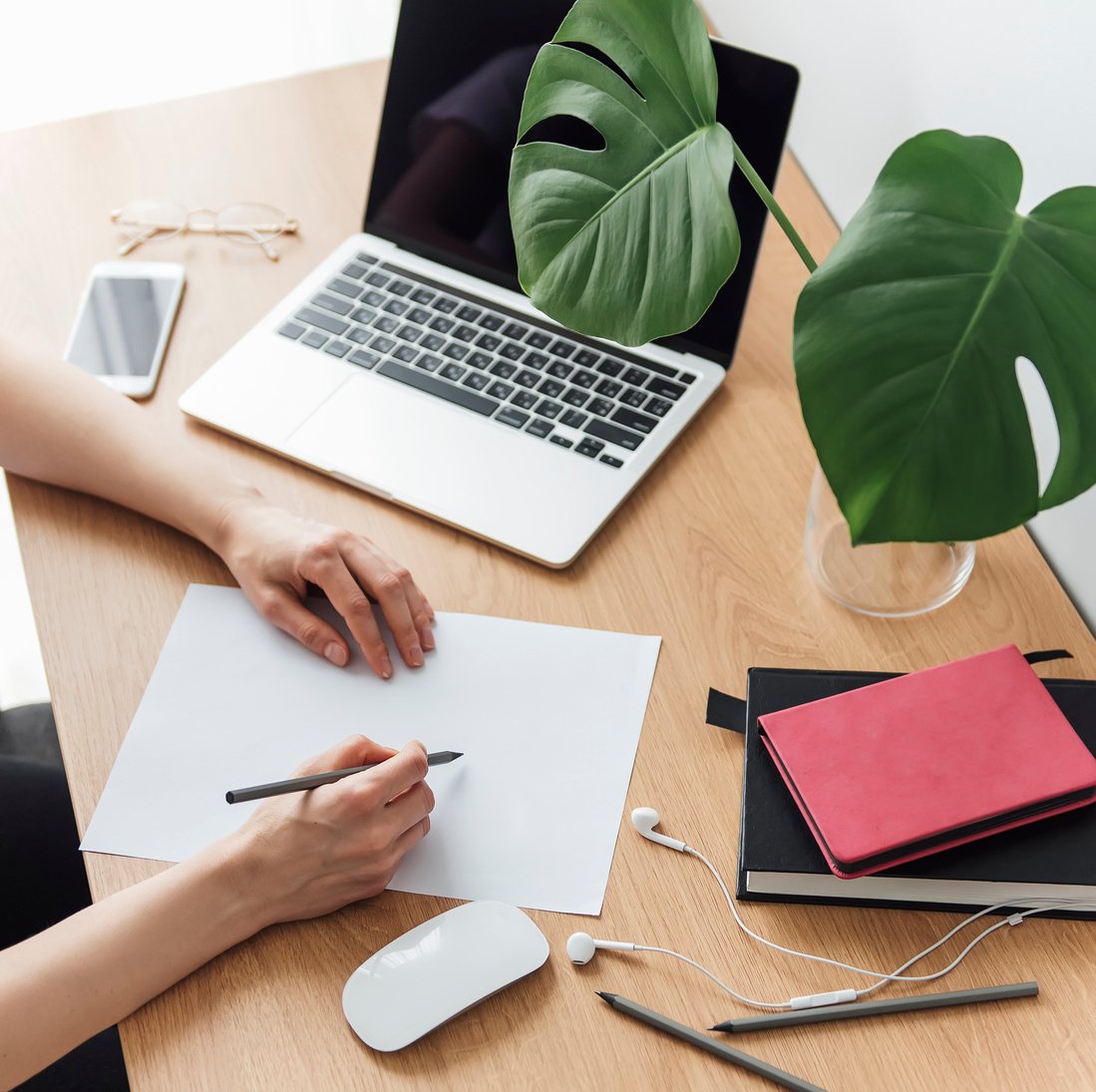 Young Girl Working at Home Office